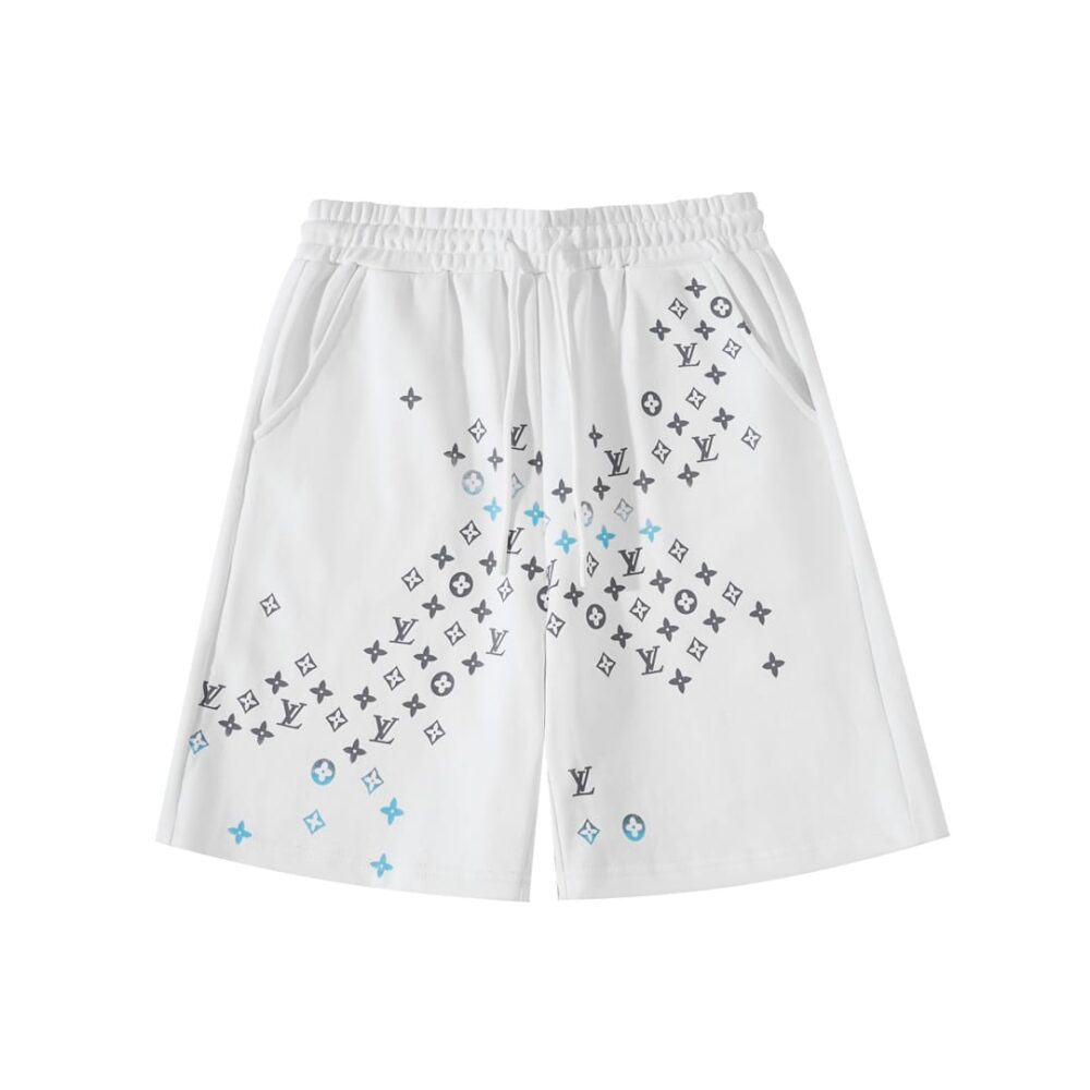 LV Shorts White Blue Monogram