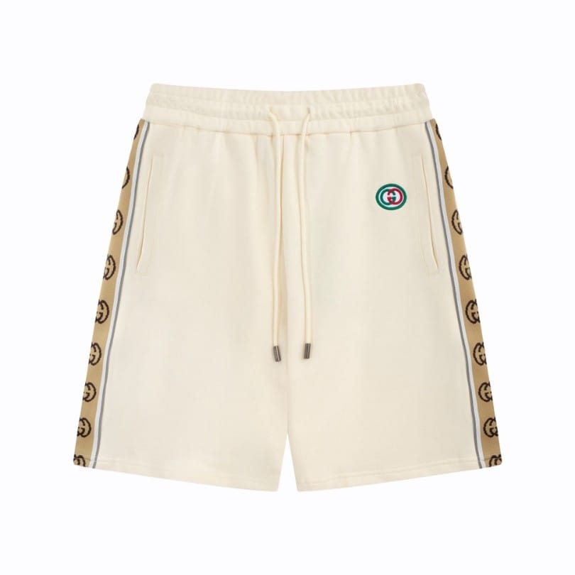 GG Shorts Beige Monogram Trim