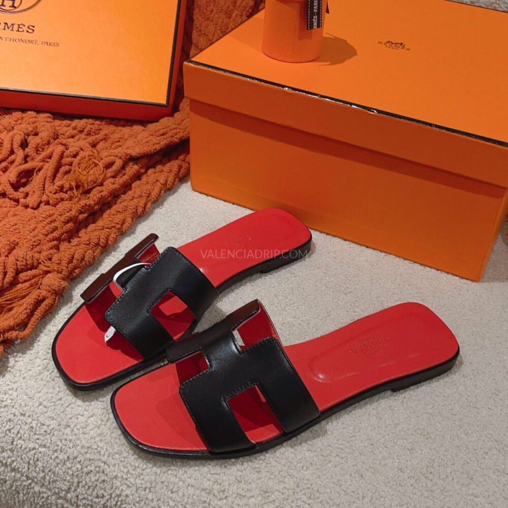 Sandalias Hermes - Oran Negro y rojo